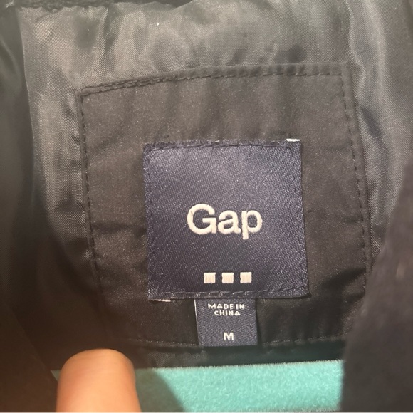 Gap Down Puffer Vest Black Full Zip Snap Button Pockets Insulated Size M - Picture 3 of 6